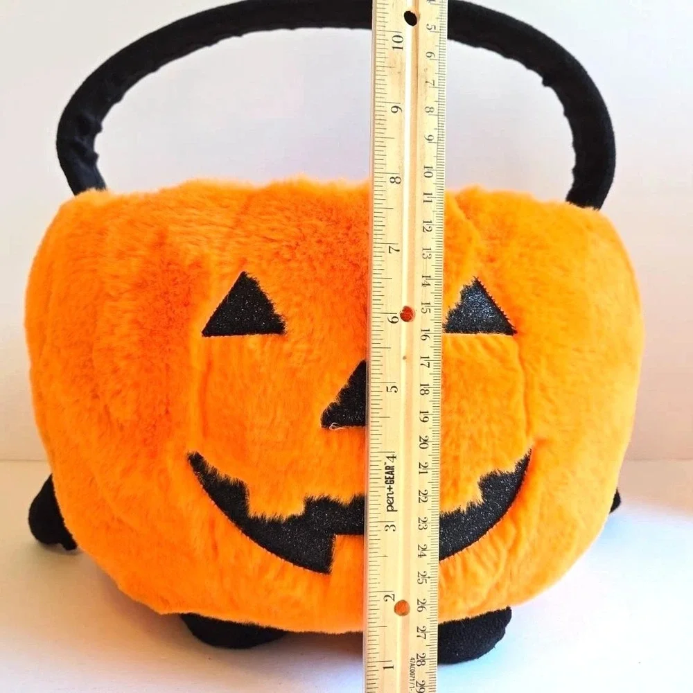 Martha Stewart Halloween Plush Pumpkin‎ Candy Bucket Bag with Handle